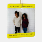 Two Photo Minimalist Best Friend Snowfall Holiday セラミックオーナメント (右)