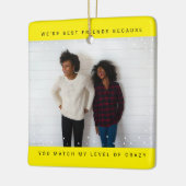 Two Photo Minimalist Best Friend Snowfall Holiday セラミックオーナメント (左)