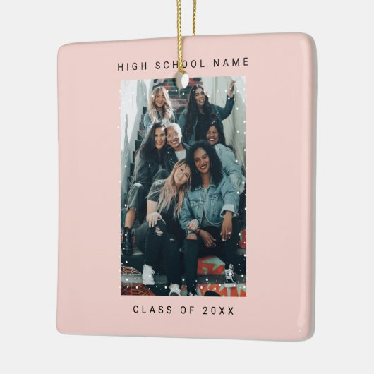 Two Photo Minimalist Snowfall School College セラミックオーナメント (左)