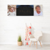 Two Photo Navy Blue金ゴールドゲート90誕生日 横断幕 (インサイチュ)