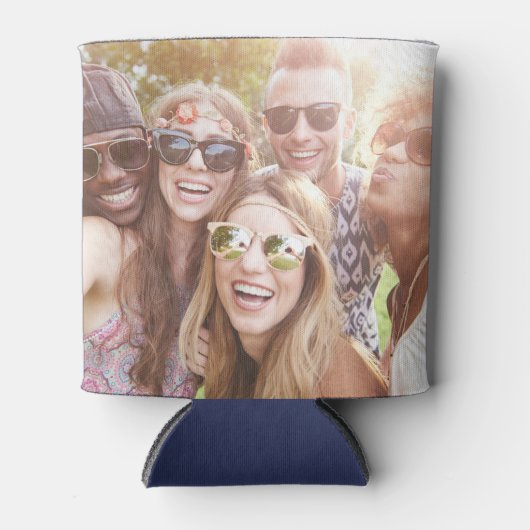 Two Photo Navy Blue 缶クーラー (正面)