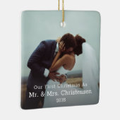 Two Photo Our First Christmas Married Mr. & Mrs. セラミックオーナメント (右)