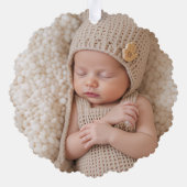 Two Photos Minimalist Baby First Christmas オーナメントカード (裏面)