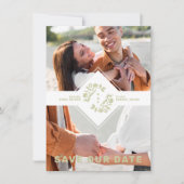 Two Photos Minimalist Floral Collage Wedding セーブザデート (正面)