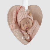Two Photos Minimalist Pink Baby First Christmas  オーナメント (正面)