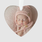 Two Photos Minimalist Pink Baby First Christmas  オーナメント (裏面)