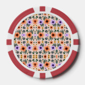 Two poker chips are shown each featuring a floral ポーカーチップ (正面)