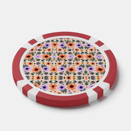 Two poker chips are shown each featuring a floral ポーカーチップ (シングル)