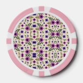 Two poker chips with pink borders and intricate  ポーカーチップ (正面)