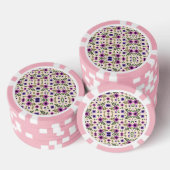 Two poker chips with pink borders and intricate  ポーカーチップ (積み重ね)