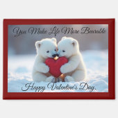 Two Polar Bear Cubs Valentine Magnet マグネット (正面)