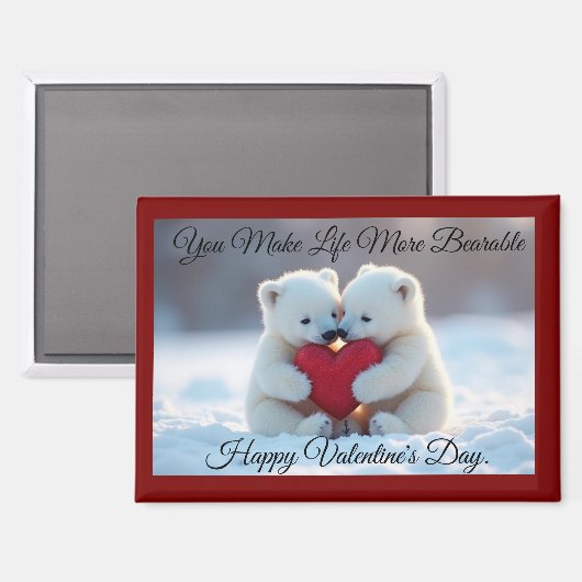 Two Polar Bear Cubs Valentine Magnet マグネット (正面/裏面)
