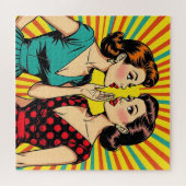 Two Pop Art Women Telling a Secret  ジグソーパズル (横)