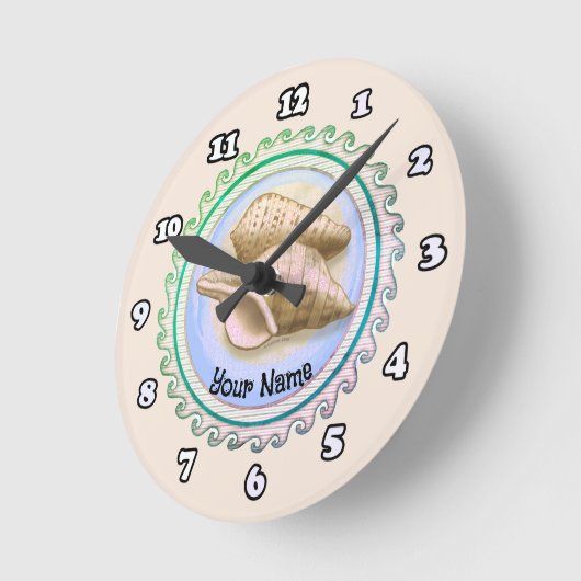 Two Pretty seashells clock ラウンド壁時計 (傾斜)