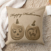 Two Pumpkins Happy Halloween クッション (ブランケット)