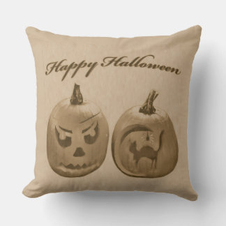Two Pumpkins Happy Halloween クッション