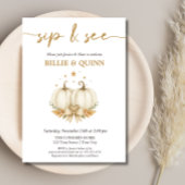 Two Pumpkins on their way Twin Baby Sip And See  招待状