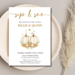 Two Pumpkins on their way Twin Baby Sip And See  招待状