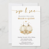 Two Pumpkins on their way Twin Baby Sip And See  招待状 (正面)