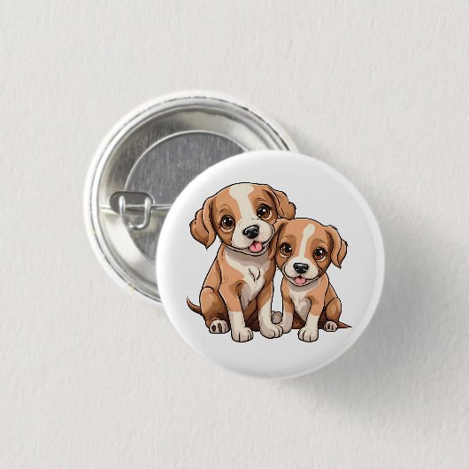 TWO PUPPIES button 缶バッジ (正面&裏面)