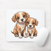 TWO PUPPIES Mouse Pad マウスパッド (マウス)