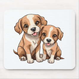 TWO PUPPIES Mouse Pad マウスパッド