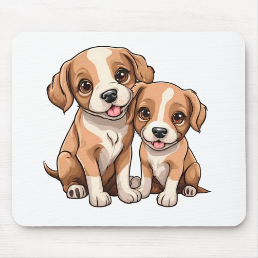 TWO PUPPIES Mouse Pad マウスパッド (正面)