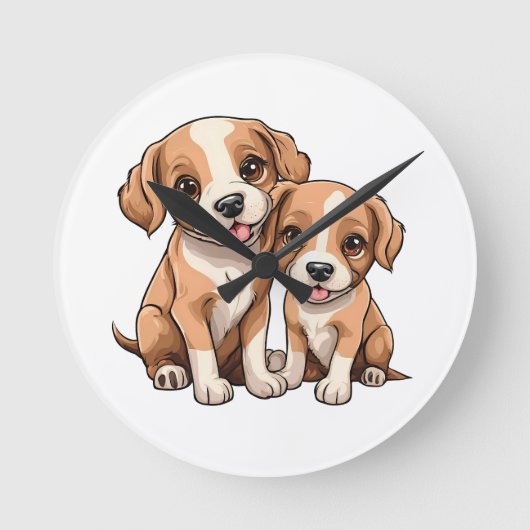 TWO PUPPIES Round Clock ラウンド壁時計 (正面)