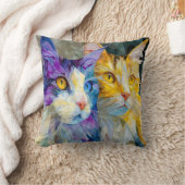 Two Purple and Yellow Cats クッション (ブランケット)