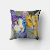 Two Purple and Yellow Cats クッション (裏面)