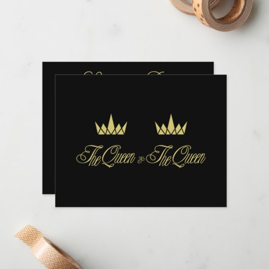 Two Queen Royal Crowns for Lesbian Wedding ノートカード (正面/裏面インサイチュ)