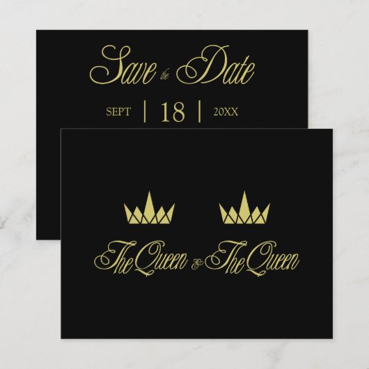 Two Queen Royal Crowns for Lesbian Wedding ノートカード (正面/裏面)