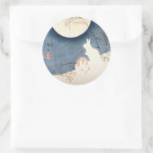 TWO RABBITS & A MOON 日本のプリントラウンドステッカー ラウンドシール (バッグ)