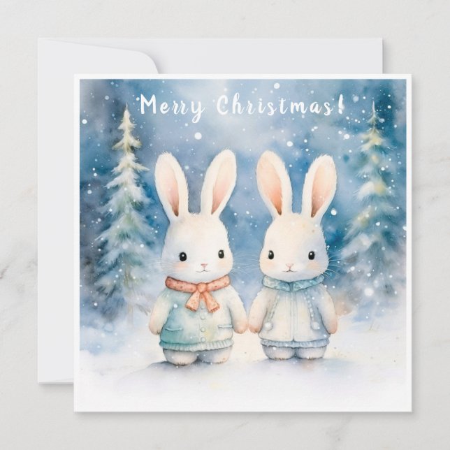 Two rabbits in the Christmas forest (正面)