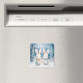 Two rabbits in the Christmas forest マグネット (インサイチュ (食洗機))