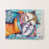 Two Raccoons Hugging in Winter ジグソーパズル (横)