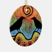 Two Ravens Sit and Reflect Couples セラミックオーナメント (右)