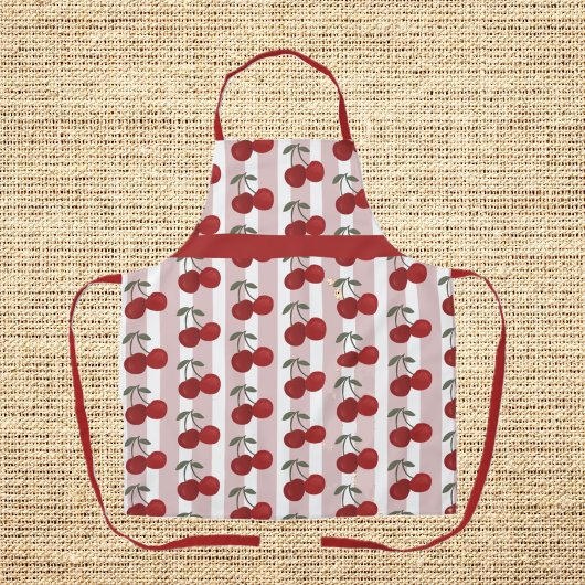 Two Red Cherries Illustration | Cute Fruit Art  エプロン