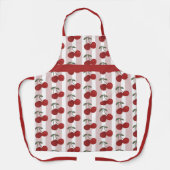 Two Red Cherries Illustration | Cute Fruit Art  エプロン (正面)