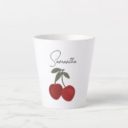 Two Red Cherries Illustration | Cute Fruit Art  カフェラテマグ