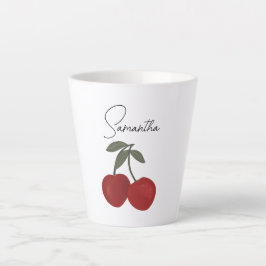Two Red Cherries Illustration | Cute Fruit Art  カフェラテマグ