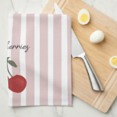 Two Red Cherries Illustration | Cute Fruit Art キッチンタオル (四つ折り)