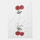 Two Red Cherries Illustration | Cute Fruit Art  キッチンタオル (縦)