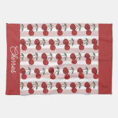 Two Red Cherries Illustration | Cute Fruit Art  キッチンタオル (横)