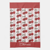 Two Red Cherries Illustration | Cute Fruit Art  キッチンタオル (縦)