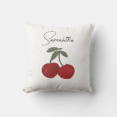 Two Red Cherries Illustration | Cute Fruit Art  クッション (正面)
