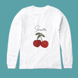 Two Red Cherries Illustration | Cute Fruit Art  トライブレンドＴシャツ