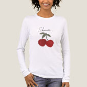 Two Red Cherries Illustration | Cute Fruit Art  トライブレンドＴシャツ (正面)