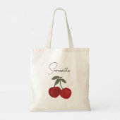 Two Red Cherries Illustration | Cute Fruit Art  トートバッグ (裏面)