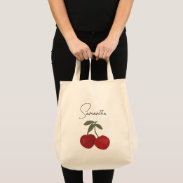 Two Red Cherries Illustration | Cute Fruit Art  トートバッグ